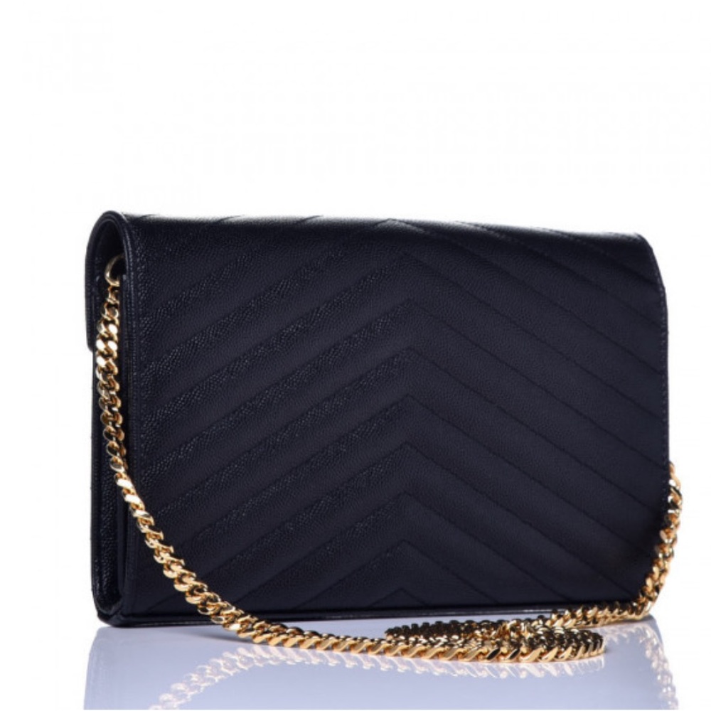 Grain De Poudre Matelasse Chevron Monogram Chain Wallet - Picture 2 of 12